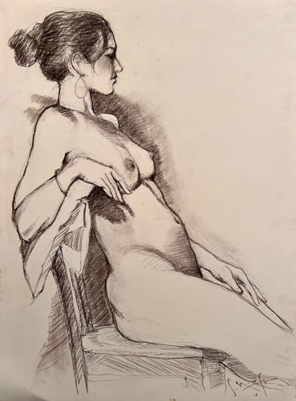Figurative Study #2 Charcoal on textured Watercolor Paper